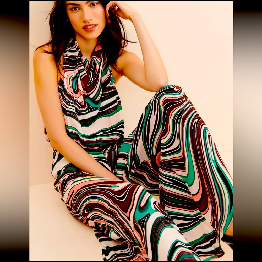 Anthropologie Multicolor Swirl Jumpsuit